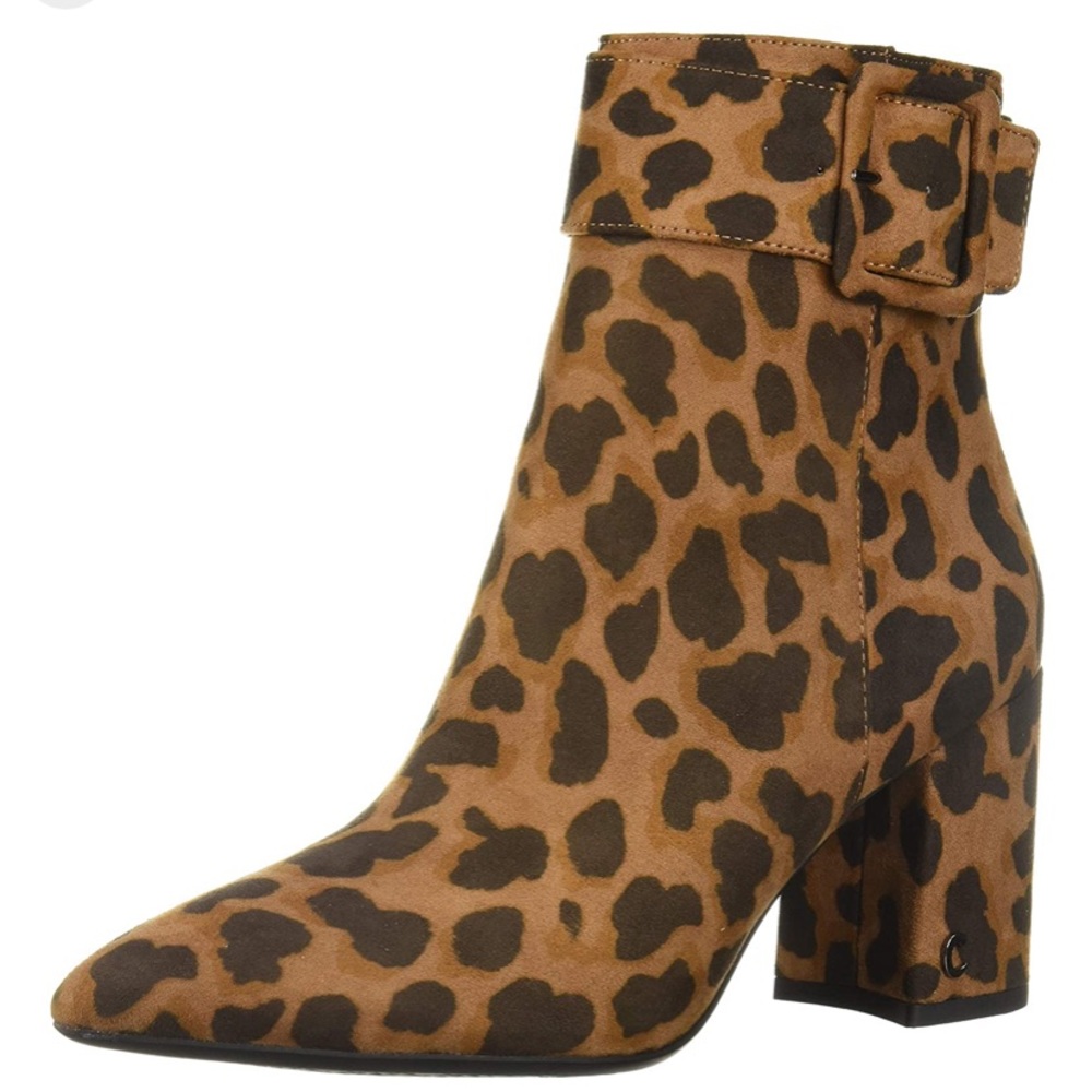 NEW Sam Edelman Hardee leopard boot booties 7.5 chunky heel